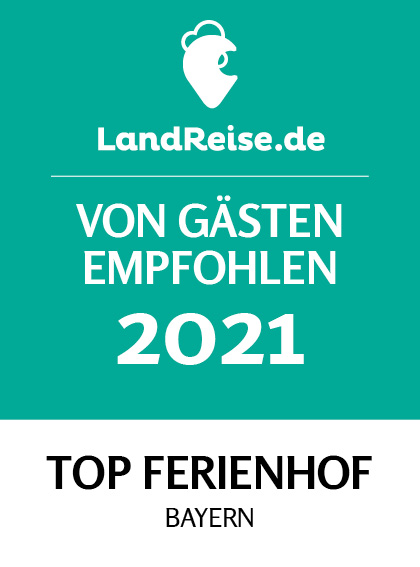 Unser Hof trägt die Auszeichnung &quot;Top Ferienhof 2021&quot;.